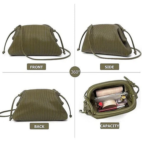 SD Women's Khaki Green Clutch Purses Fashion Dumpling with Ruched Pouch Shoulder Bag | SD In Lebanon