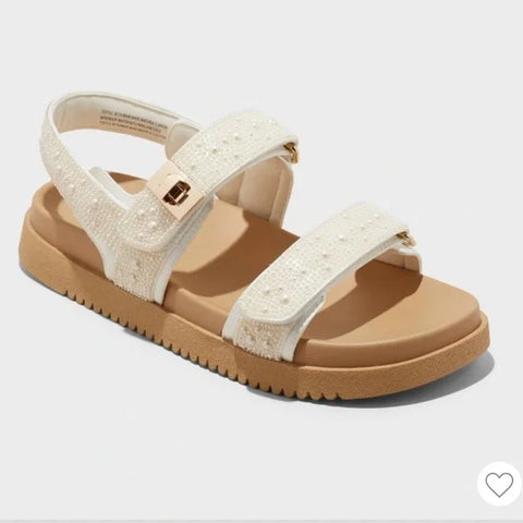 A New Day Women's Off White Jonie Footbed Sandals  | A New Day In Lebanon