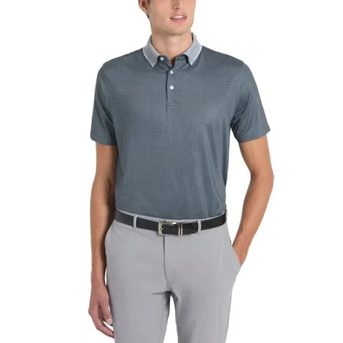 Hickey Freeman Men’s Navy Printed Polo Neck T-Shirt |Hickey Freeman In Lebanon