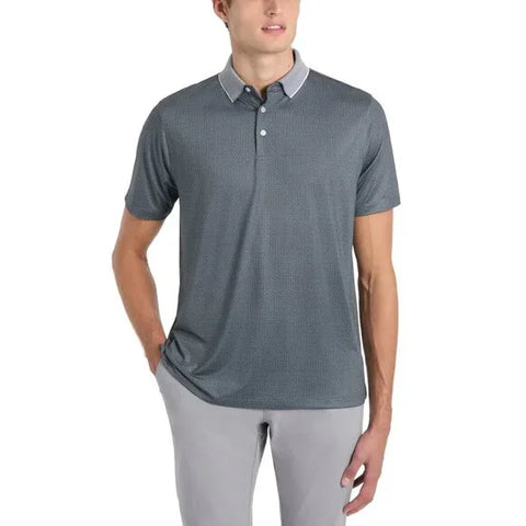 Hickey Freeman Men’s Navy Printed Polo Neck T-Shirt |Hickey Freeman In Lebanon
