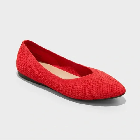A New Day Women's Red Claire Knit Washable Ballet Flats | A New Day In Lebanon