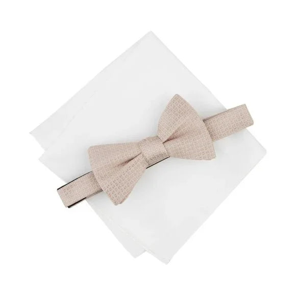 Alfani Men's Tan Textured Bow Tie & Solid Pocket Square| AlfaniIn Lebanon