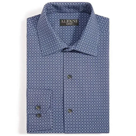 Alfani Men's Navy Printed Slim-Fit 4-Way Stretch Medallion Dress Shirt | Alfani In Lebanon