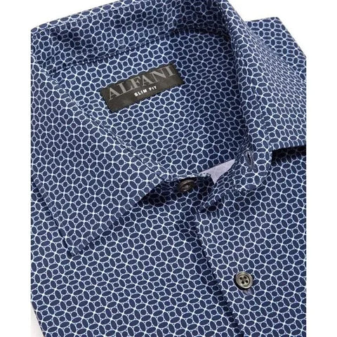 Alfani Men's Navy Printed Slim-Fit 4-Way Stretch Medallion Dress Shirt | Alfani In Lebanon