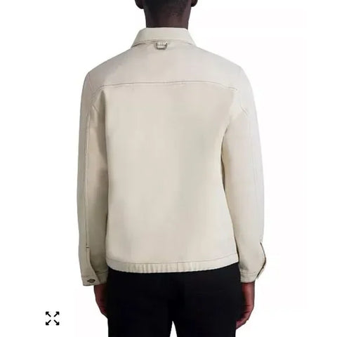 Karl Lagerfeld Men's Beige Garment-Dyed Cotton Trucker Jacket | Karl Lagerfeld In Lebanon