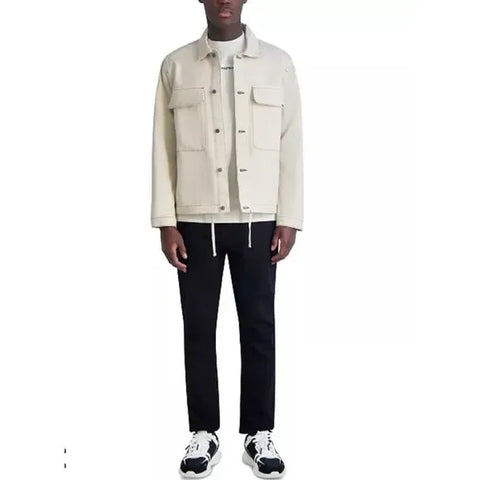 Karl Lagerfeld Men's Beige Garment-Dyed Cotton Trucker Jacket | Karl Lagerfeld In Lebanon