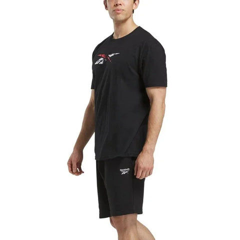 Reebok Men's Black Salvage Logo Graphic Cotton Short Sleeve T-shirt | Reebok in Lebanon