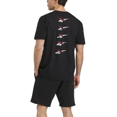 Reebok Men's Black Salvage Logo Graphic Cotton Short Sleeve T-shirt | Reebok in Lebanon