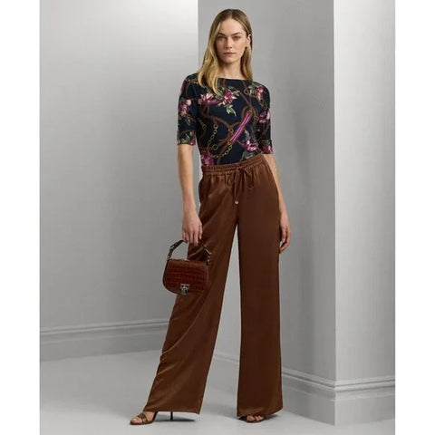 Lauren Ralph Lauren Women's Brown Lightweight Satin Pants|Lauren Ralph Lauren In Lebanon
