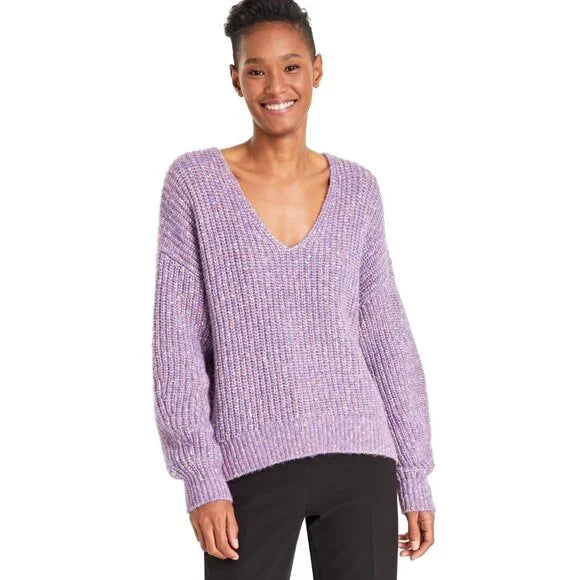 Hugo Boss Women's Purple Facacia V-Neck Dropped-Shoulder Sweater| Hugo Boss in Lebanon