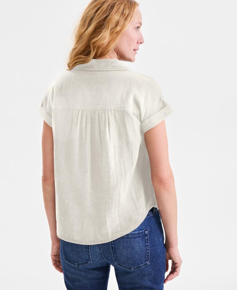 Style & Co Women's Stone Wall Cotton Gauze Short-Sleeve Button Up Shirt | Style & Co In Lebanon