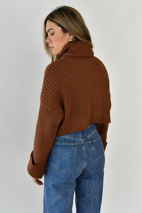 Forever 21 Women's Brown Turtle Neck Sweatshirt | Forever 21 In Lebanon