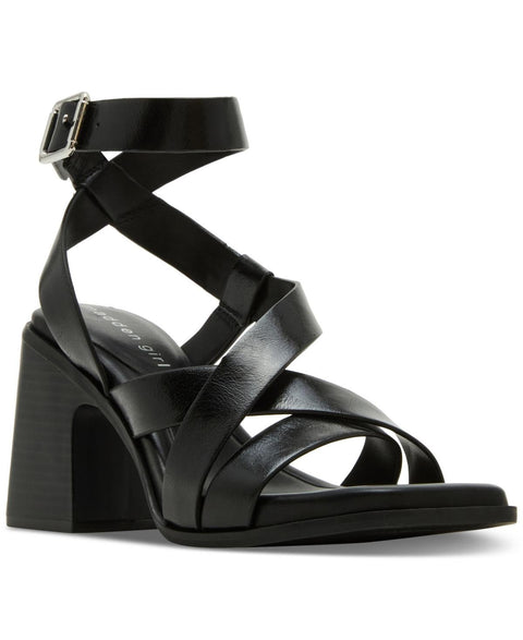 Madden Girl Women's Black Hero Strappy Block-Heel City Sandals | Madden Girl In Lebanon