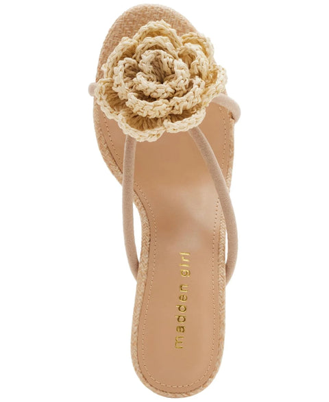 Madden Girl Women's Beige Bellamy Flower Strappy Mid-Heel Dress Sandals | Madden Girl In Lebanon