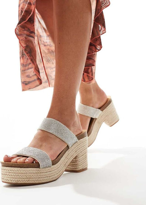 Steve Madden Women's Silver Multi Rhinestone Emerson-R Heeled Sandal |Steve Madden In Lebanon