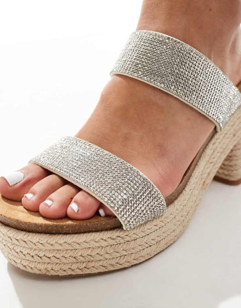 Steve Madden Women's Silver Multi Rhinestone Emerson-R Heeled Sandal |Steve Madden In Lebanon