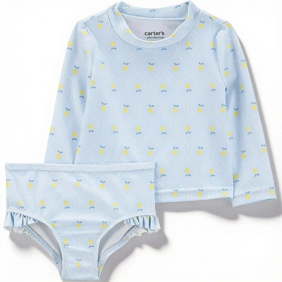 Carter's Just One You Baby Girl's Yellow/Blue Long Sleeve Lemon Printed Rash Guard Set | Carter's Just One You In Lebanon
