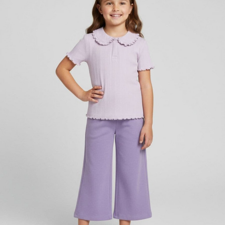 Sinsay Girl's Lilac Plain Short Sleeve T-Shirt