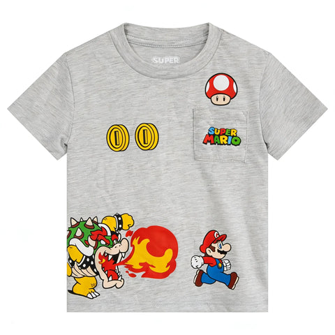 Super Mario Baby Boy's Gray Multi Printed T-Shirt|Super Mario In Lebanon