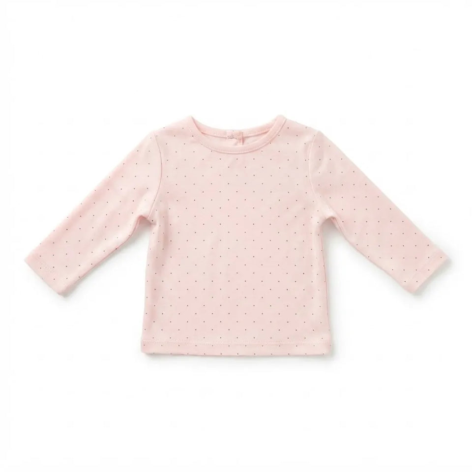 Disney Baby Girls Light Pink Mini Polka Dot Long-Sleeve Shirt | Disney in Lebanon