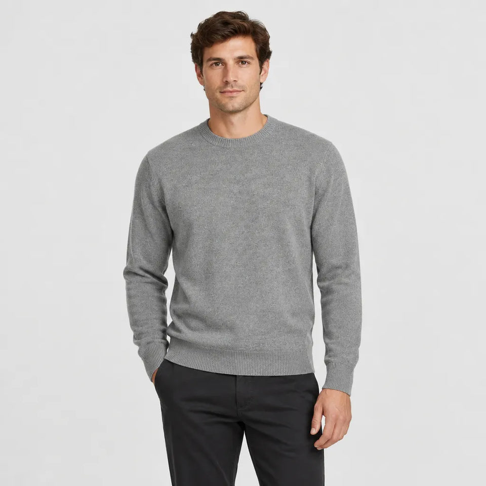 Sinsay Men's Grey Ribbed Cuffs & Hem Crewneck Sweater
