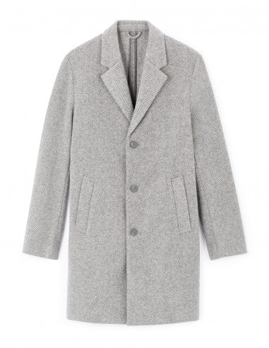 Celio Men's Light Grey Unlined Herringbone Coat | Celio In Lebanon