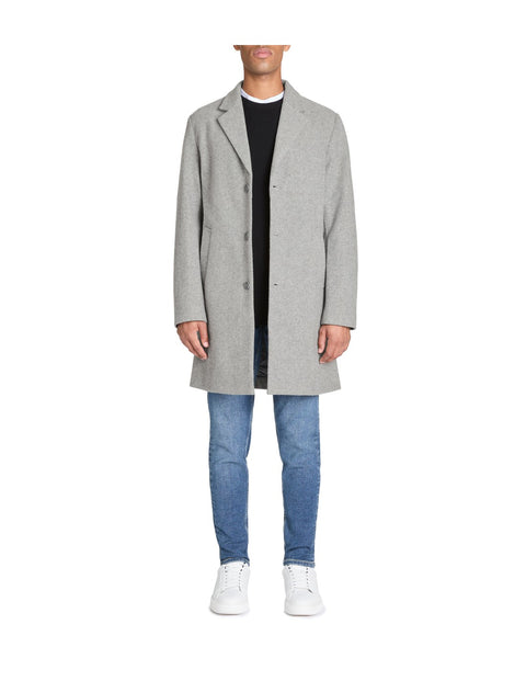 Celio Men's Light Grey Unlined Herringbone Coat | Celio In Lebanon