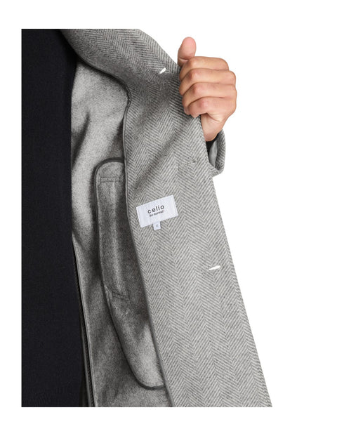 Celio Men's Light Grey Unlined Herringbone Coat | Celio In Lebanon