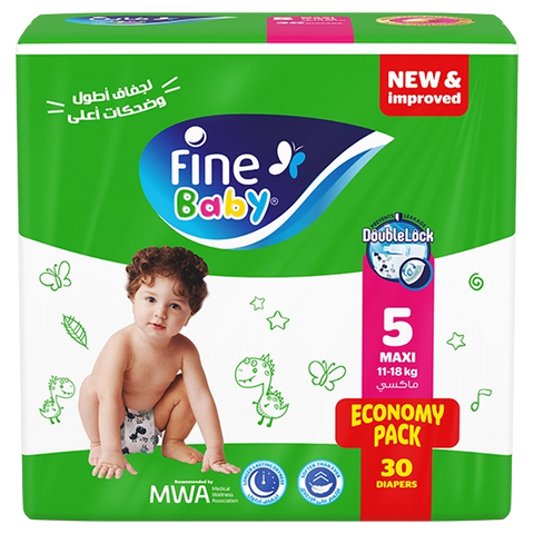 Fine Baby Diapers, Size 5, Maxi, 11-18 kg, 30 Diaper