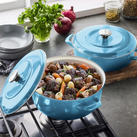 Merten & Storck Azure Blue Dutch Oven & Braiser 2-Piece Cast Iron Set | Merten & Storck In Lebanon