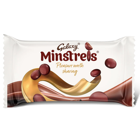 Galaxy Minstrels chocolate bar packaging on a white background