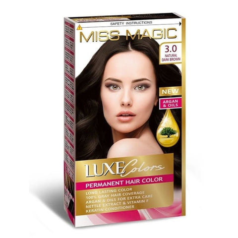 Miss Magic Luxe Colors Permanent Hair Colour Natural dark Brown 3.0