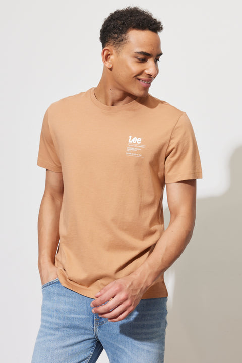 Lee Men's Light Brown Small Logo Tee T-Shirt | Lee In Lebanon