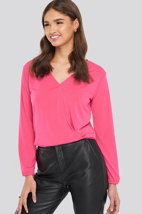 NA-KD Women's Pink Long Sleeve Blouse 1100002360 FE89(shr)