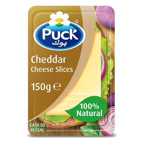 Puck Natural Cheddar Cheese Slices 150g | Puck In Lebanon