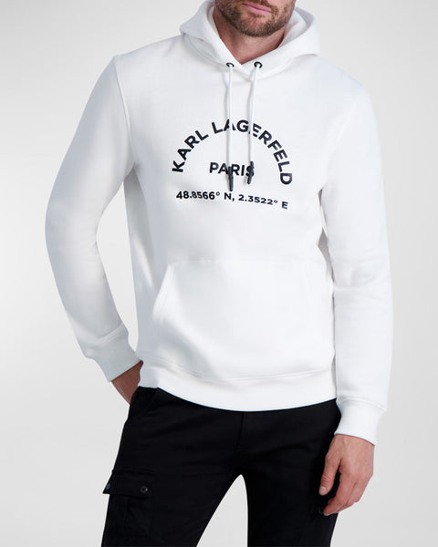Karl Lagerfeld Men's White Hoodie ABF767 (ll18,ft30)