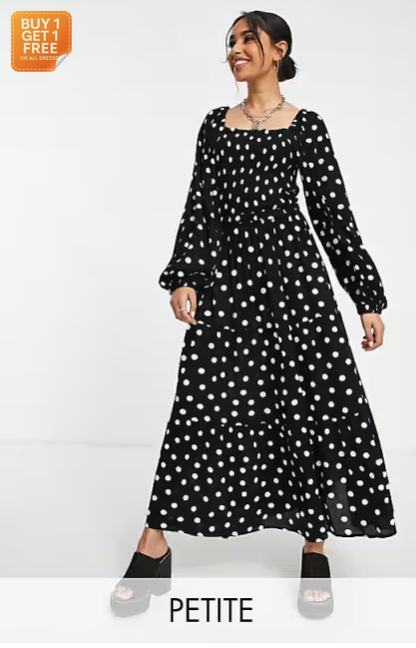 Topshop Women's Black Petite Midi Dress ANF3036