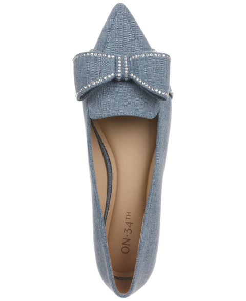 On 34th Women's Blue Denim Kaete Bow Flats | On 34th In Lebanon