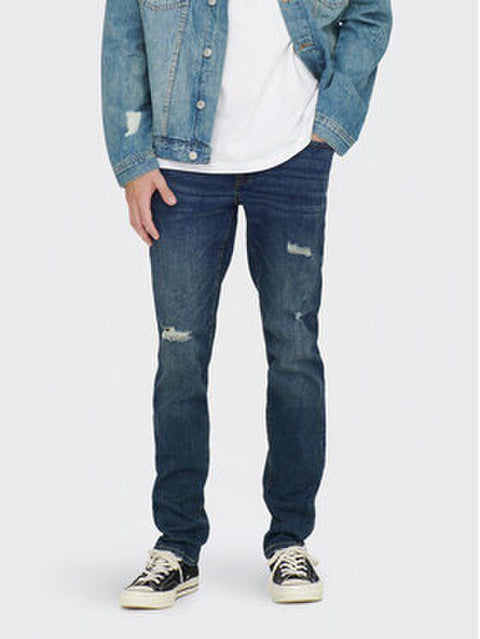 Only & Sons Men's Blue Denim Loom Slim Damage Jeans| Only & Sons In Lebanon