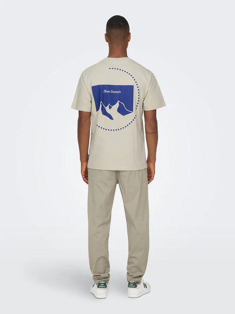 Only & Sons Men's Beige Relaxed Fit T-Shirt | Only & Sons In Lebanon