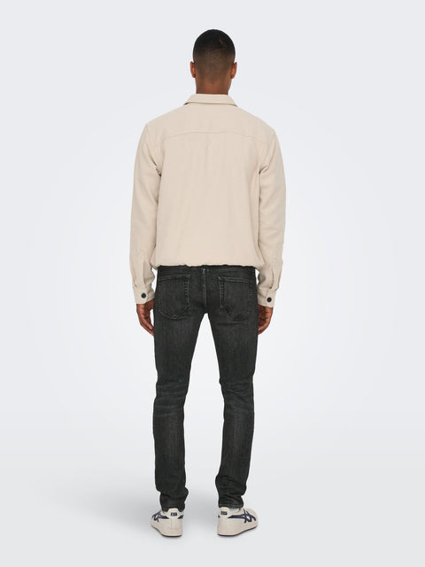 Only & Sons Men's Washed Black Loom Straight Leg Jeans | Only & Sons In Lebanon