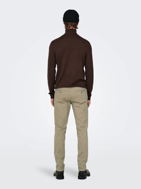 Only & Sons Men's Khaki Slim Fit  Chino Trouser| Only & Sons In Lebanon