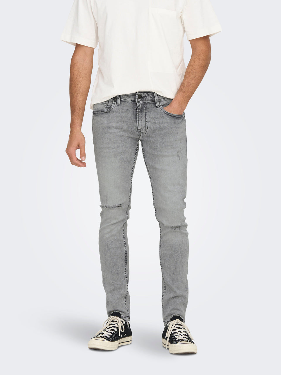 Only & Sons Men's Grey Denim Onswarp Skinny Jeans| Only & Sons In Lebanon