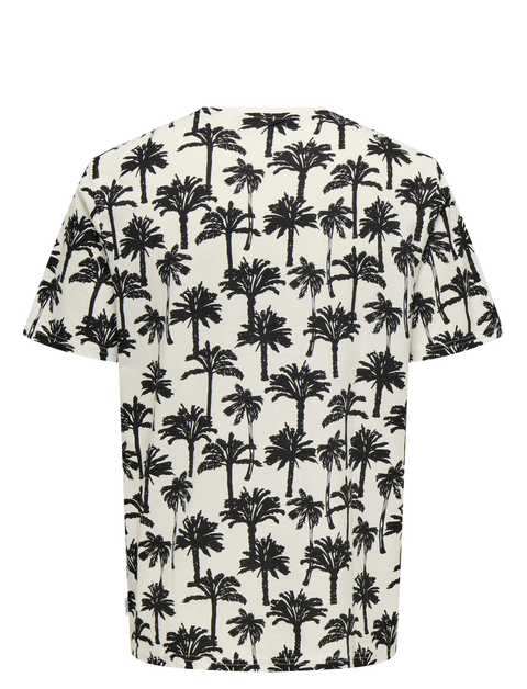 Only & Sons Men's Black/White Printed Short Sleeve T-Shirt | Only & Sons In Lebanon