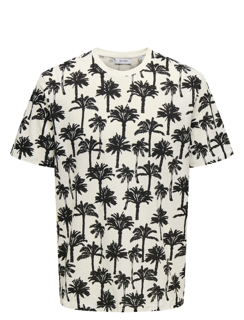 Only & Sons Men's Black/White Printed Short Sleeve T-Shirt | Only & Sons In Lebanon