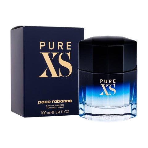 Paco Rabanne Pure XS perfume bottle and packaging on a white background