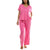 Roudelain Women's Dark Pink Ribbed Glitter-Print Pajama Set