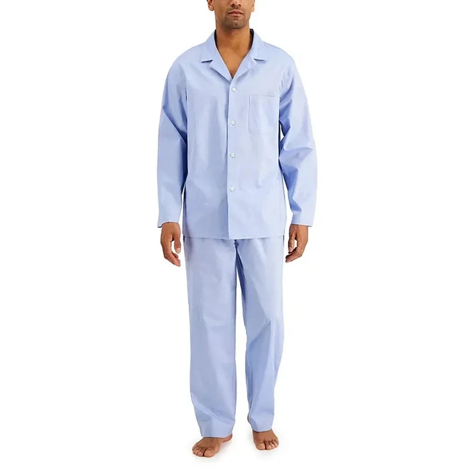 Club Room Men's Light Blue 2 Piece Solid Oxford Pajama Set