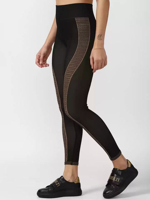 Forever 21 Women's Black & Brown High Rise Legging | Forever 21 In Lebanon