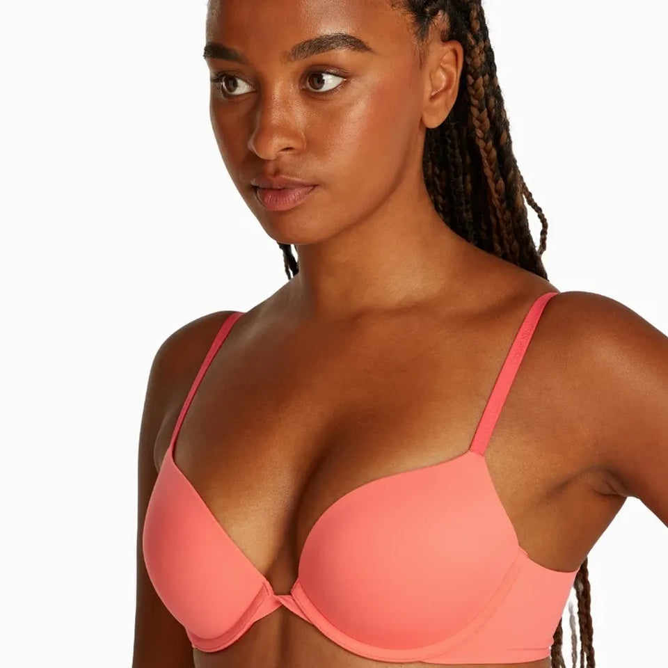 Calvin Klein Women's Coral Pink Push Up Plunge Bra